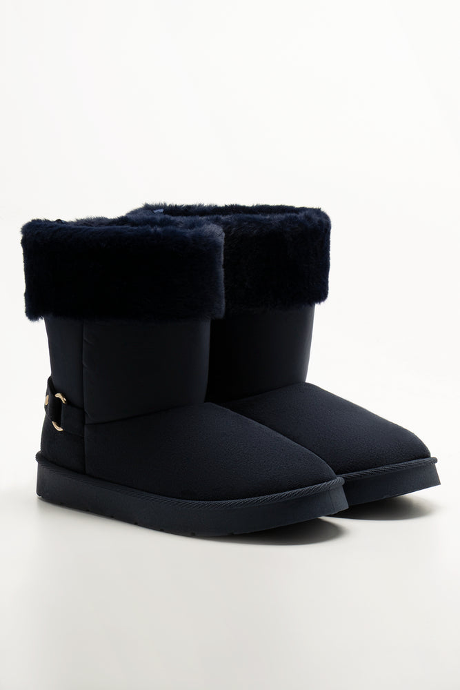 Fur Trim Boots Navy