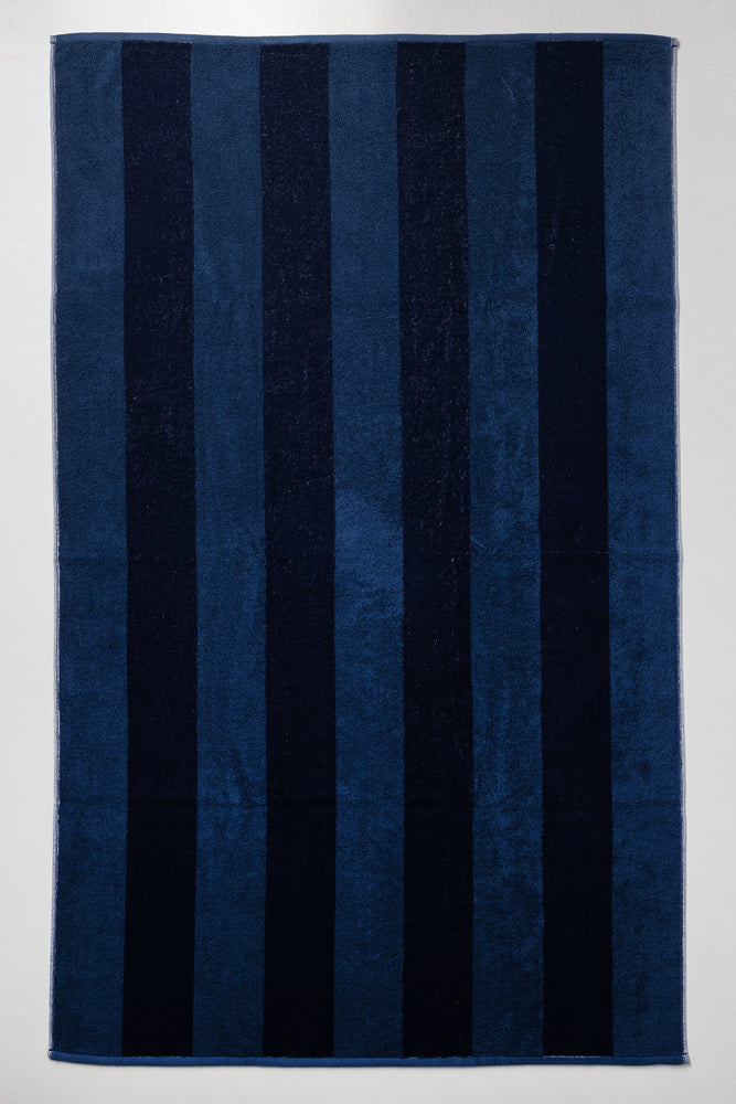 2 Tone Stripe Bath Sheet Blue