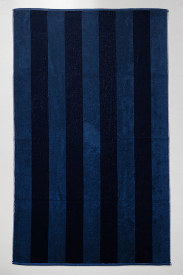 2 Tone Stripe Bath Sheet Blue