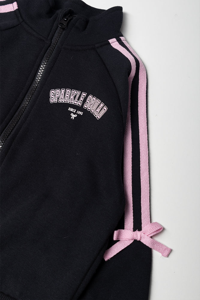 Funnel Neck Zip Through Tracktop Black (1)