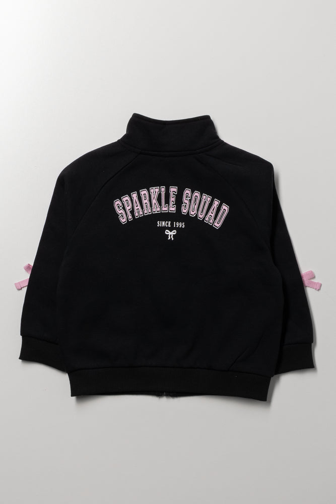 Funnel Neck Zip Through Tracktop Black (2)