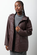 Coated Parka Jacket Brown