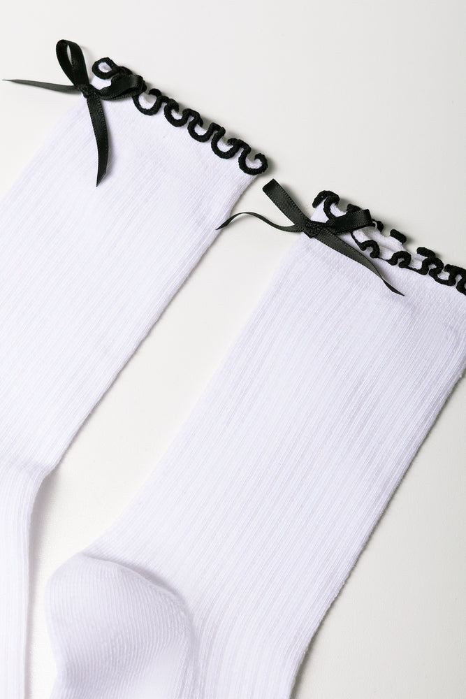 Bow Socks White