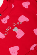 Short Sleeve Heart Print Dress Red & Pink (1)