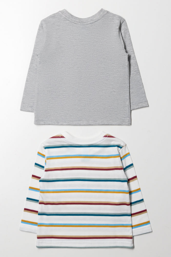 2 Pack Long Sleeve T-Shirts Grey And White (3)