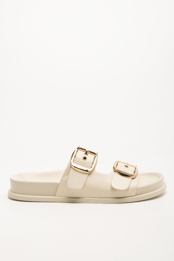 Double Buckle Sandals Cream