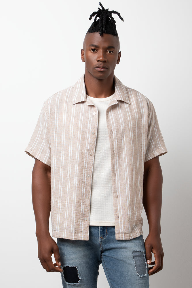 Stripe Short Sleeve Shirt Natural