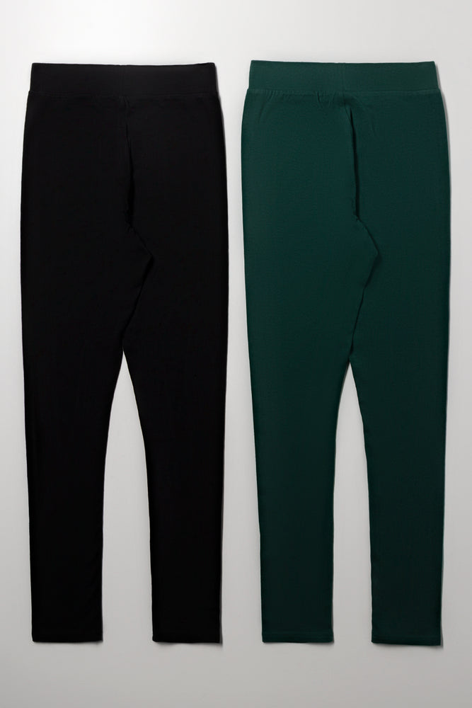 2 Pack Leggings Green And Black (2)