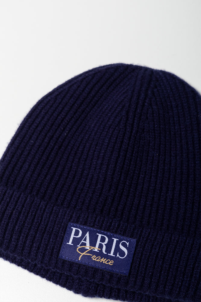 Paris Printed Beanie Navy (1)