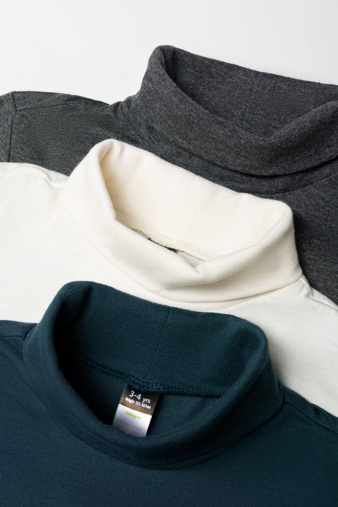 3 Pack Polonecks Charcoal, Cream, & Teal (1)