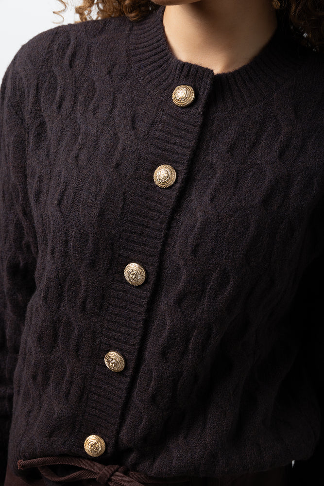 Long Sleeve Cardigan Brown (3)