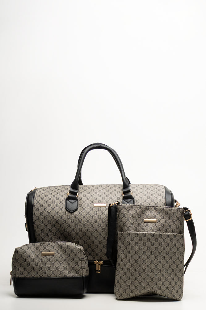 3 Piece Monogram Travel Bags Brown