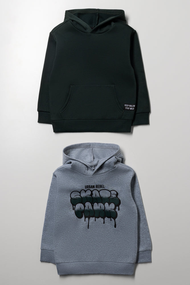2 Pack Hoodies Grey And Green