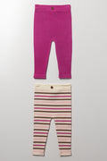 2 Pack Stripe Leggings Pink