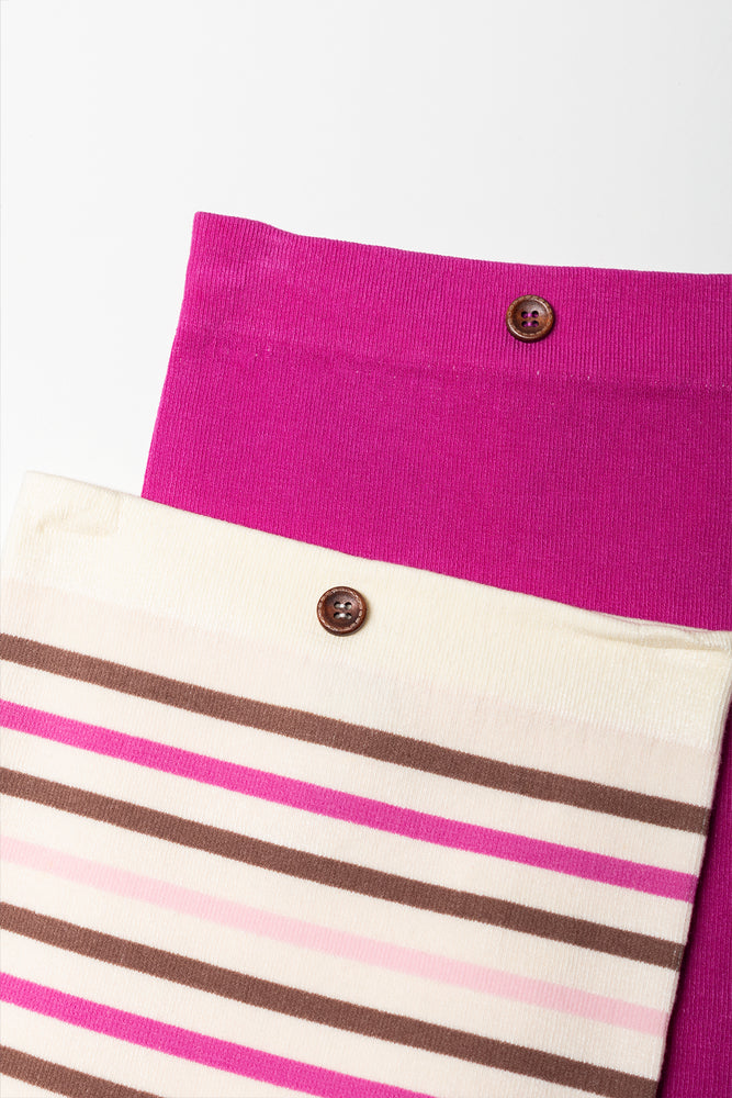 2 Pack Stripe Leggings Pink (1)