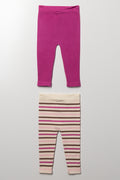 2 Pack Stripe Leggings Pink (2)