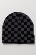Check Beanie Black And Dark Grey