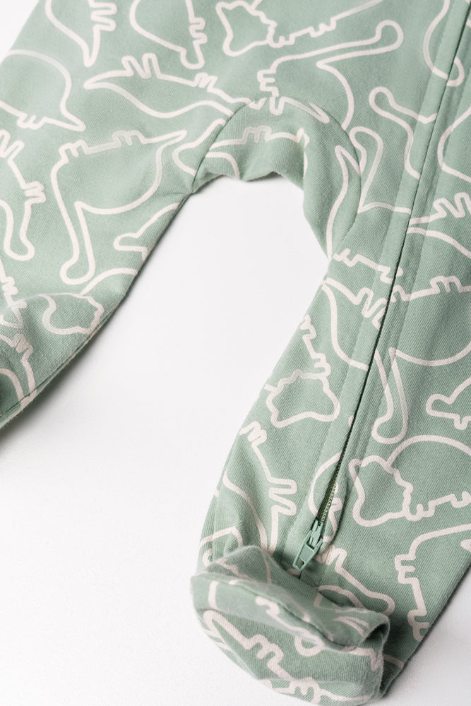 Printed Cotton Sleepsuit Green (2)