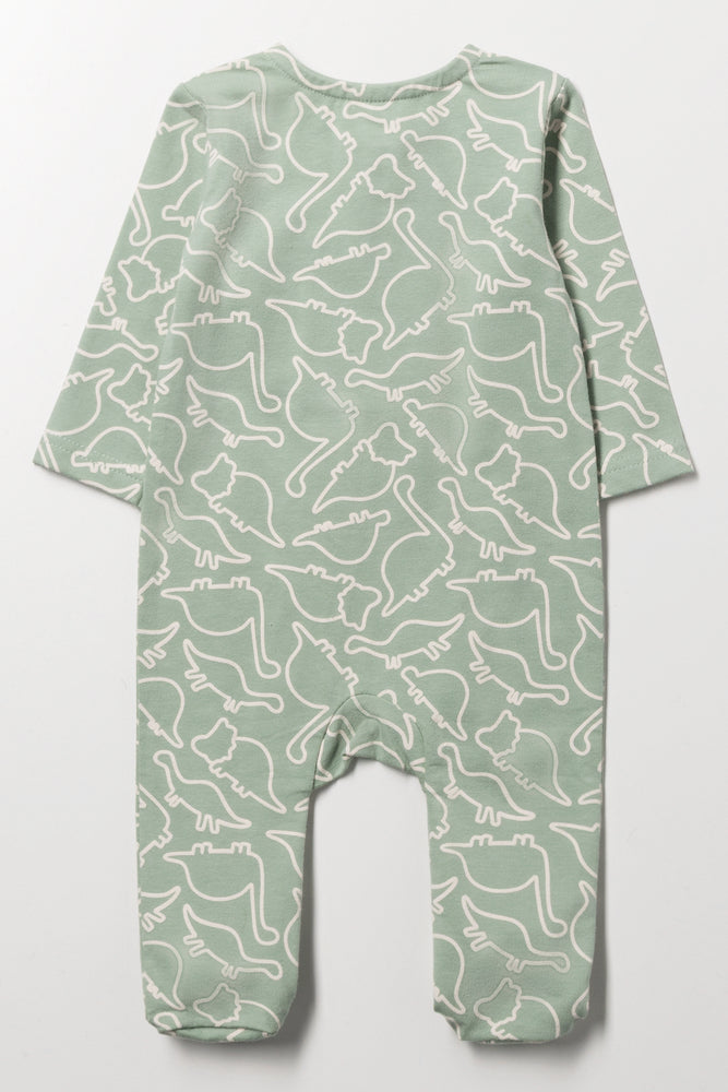 Printed Cotton Sleepsuit Green (3)