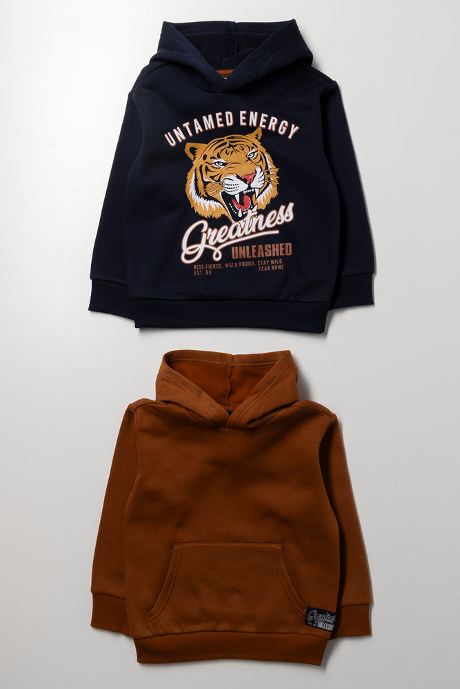 2 Pack Hooded Tracktops Rust & Navy