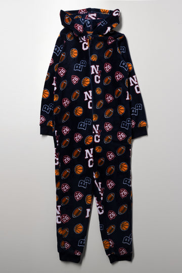 Coral Fleece Onesie Navy