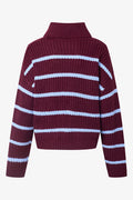 Stripe Long Sleeve Poloneck Jumper Burgundy And Blue (1)