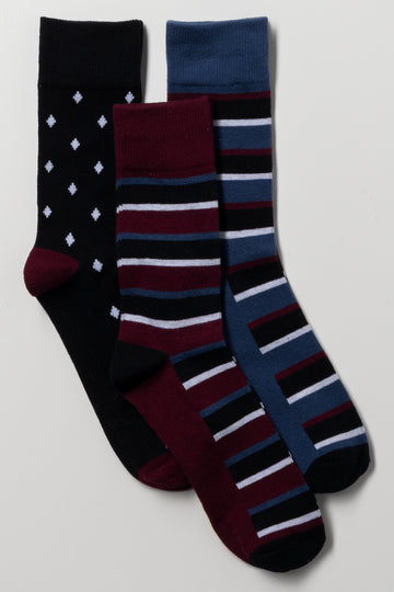 3 Pack Socks Burgundy