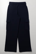Wide Leg Cargo Trackpants Navy (2)