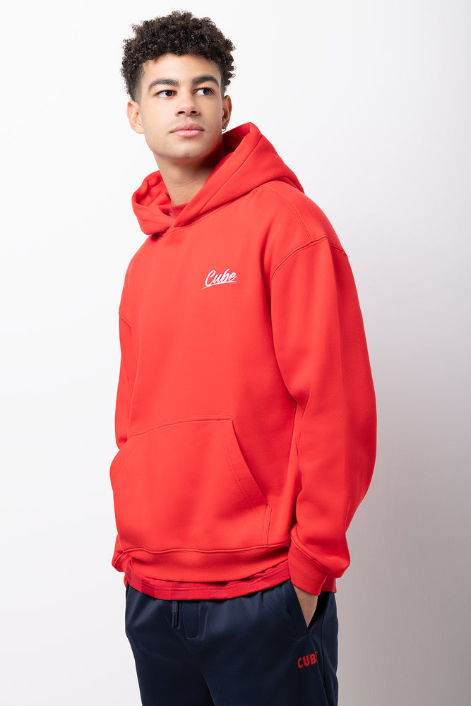 Embroided Hoodie Red