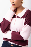 Stripe Long Sleeve Rugby Jersey Burgundy And White (3)