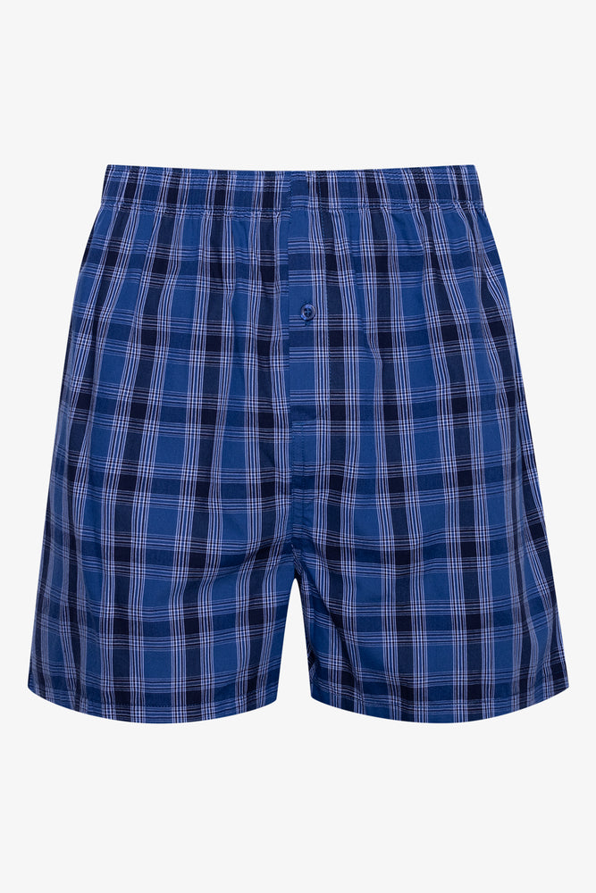 3 Pack Check Boxers Blue (3)