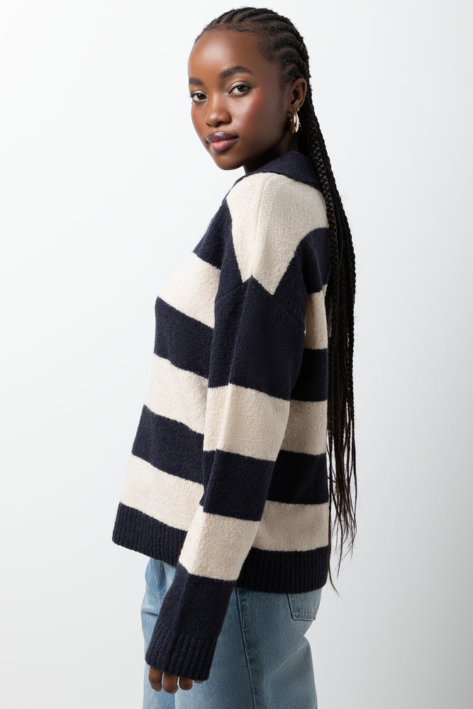 Stripe Long Sleeve Jersey Navy And Natural (1)
