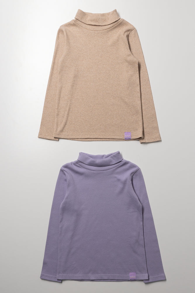 2 Pack Polonecks Mauve & Natural