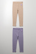 2 Pack Leggings Mauve & Natural