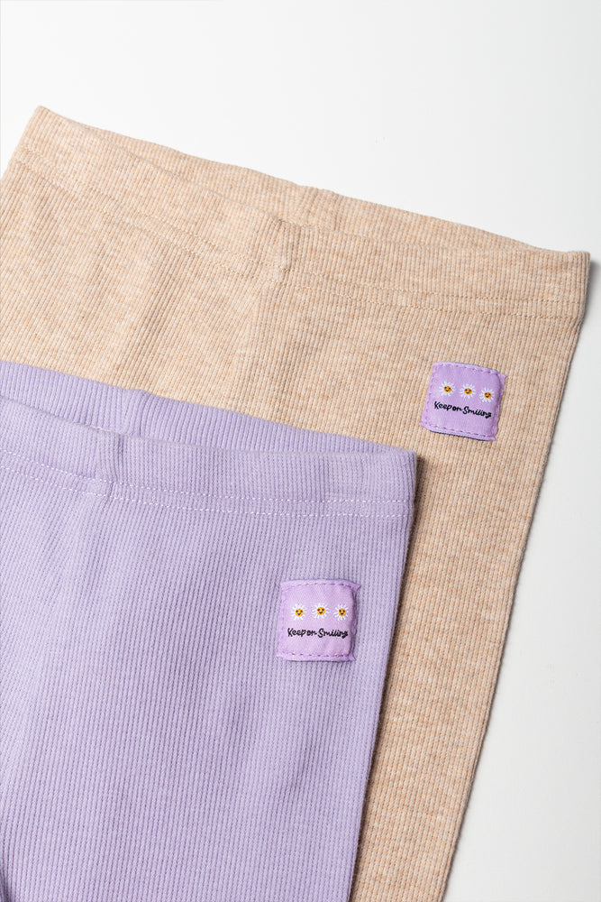 2 Pack Leggings Mauve & Natural (1)