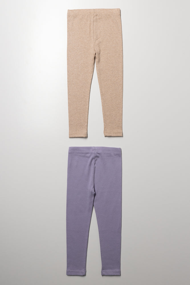 2 Pack Leggings Mauve & Natural (2)