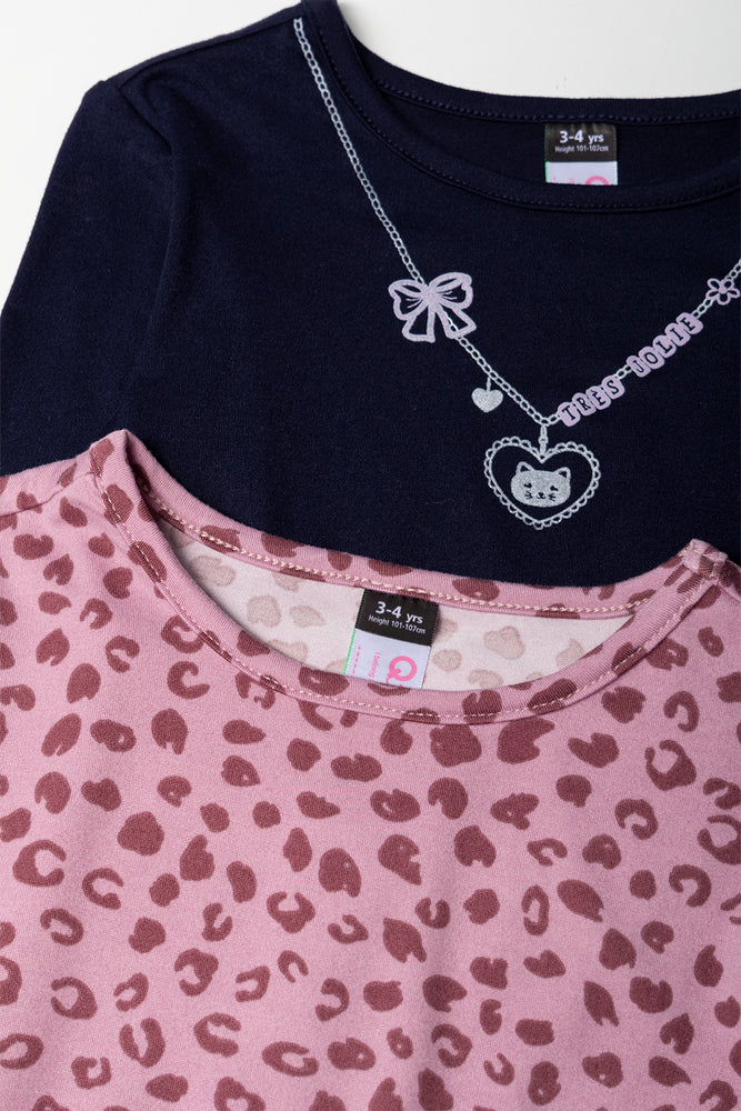 2 Pack Tiered Dresses Mauve & Navy (1)