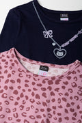 2 Pack Tiered Dresses Mauve & Navy (1)