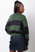 Stripe Crew Neck Tracktop Green (2)