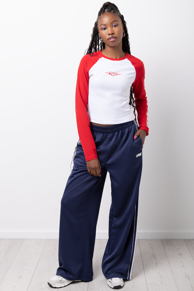 Wide Leg Trackpants Navy