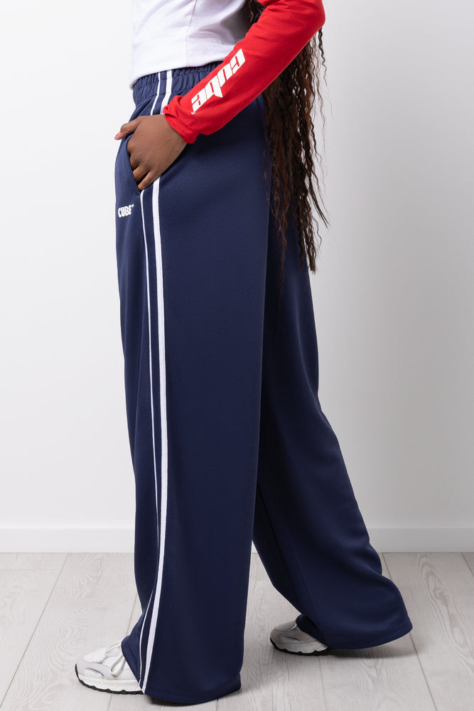 Wide Leg Trackpants Navy (1)