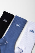 3 Pack Socks Blue, Black And White (1)