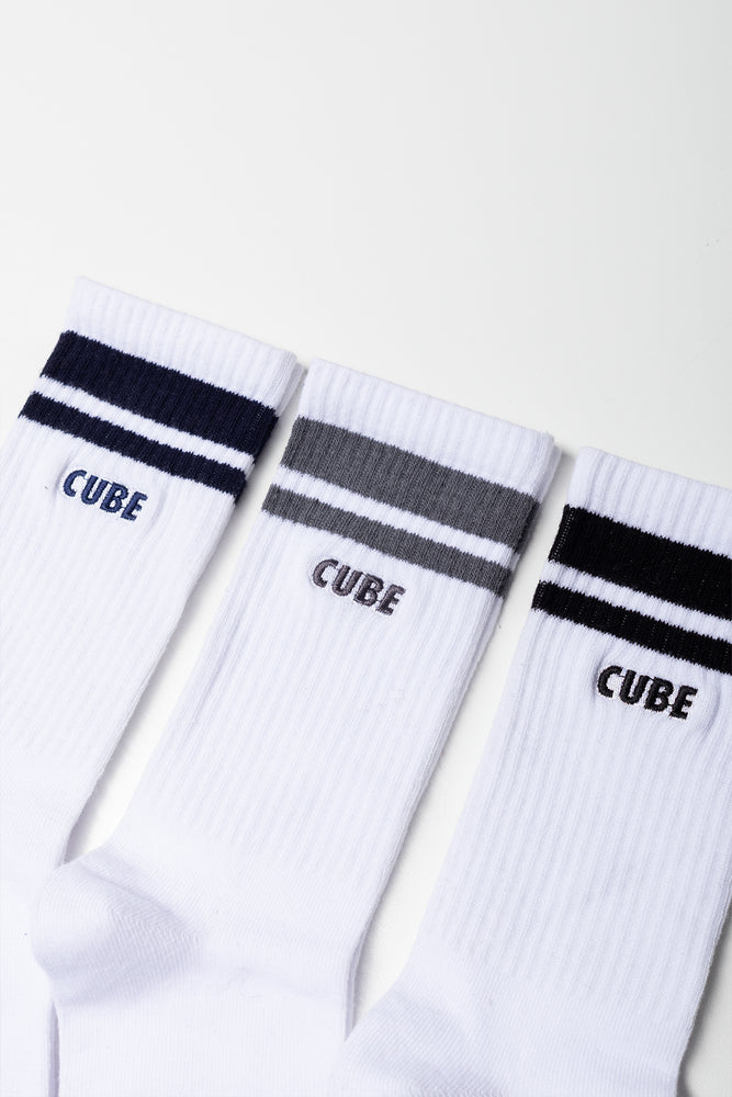 3 Pack Stripe Socks Navy And White (1)