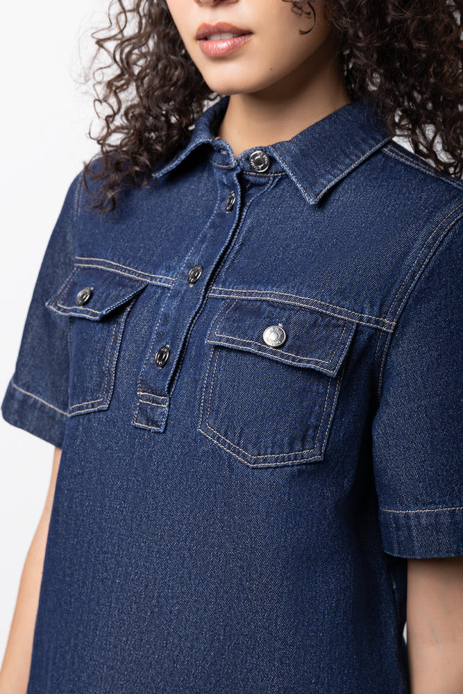 Denim T-Shirt Dress Blue (3)