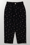 Ditsy Print Corduroy Pants Black