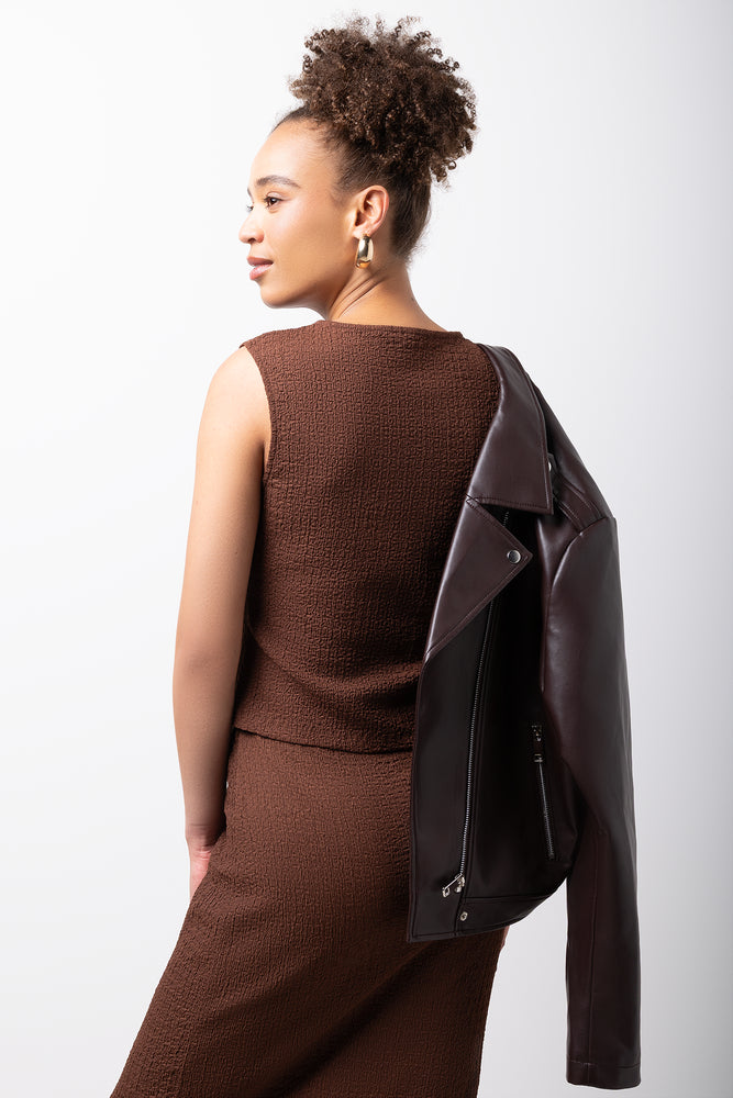 Bubble Knit Vest Chocolate (2)