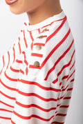 Short Sleeve Striped T-Shirt Red & Cream (3)