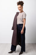 Short Sleeve Striped T-Shirt Chocolate & White (1)