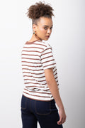 Short Sleeve Striped T-Shirt Chocolate & White (2)