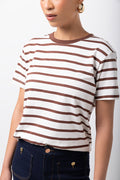 Short Sleeve Striped T-Shirt Chocolate & White (3)
